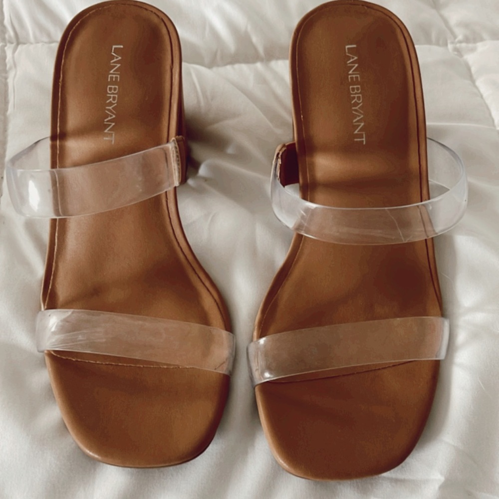Block heels with clear strap